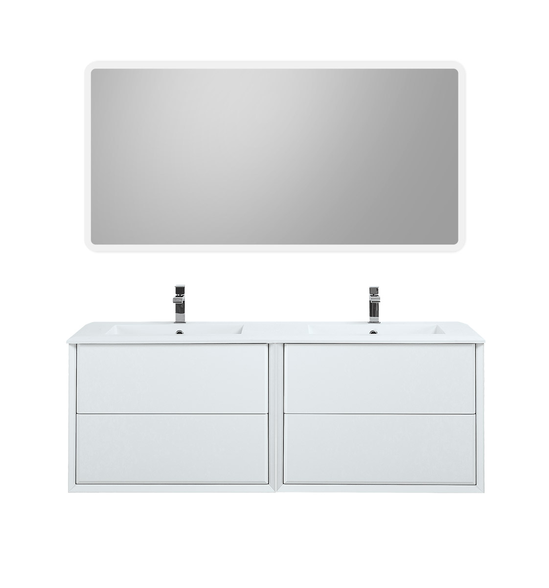 Приобрести cezares тумба подвесная с раковиной на две чаши bellagio 140 см bianco opaco, белая 54714