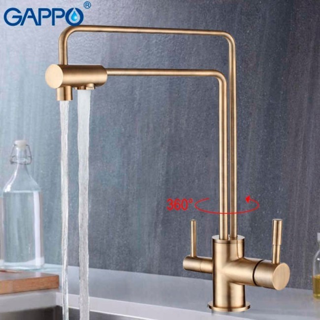 Приобрести gappo смеситель для кухни g4398-6 с подключением к фильтру, бронза 89734