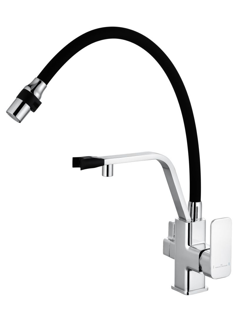 Приобрести смеситель для кухни с гибким изливом и подключением фильтра wonzon & woghand, хром (ww-88458013-cr)