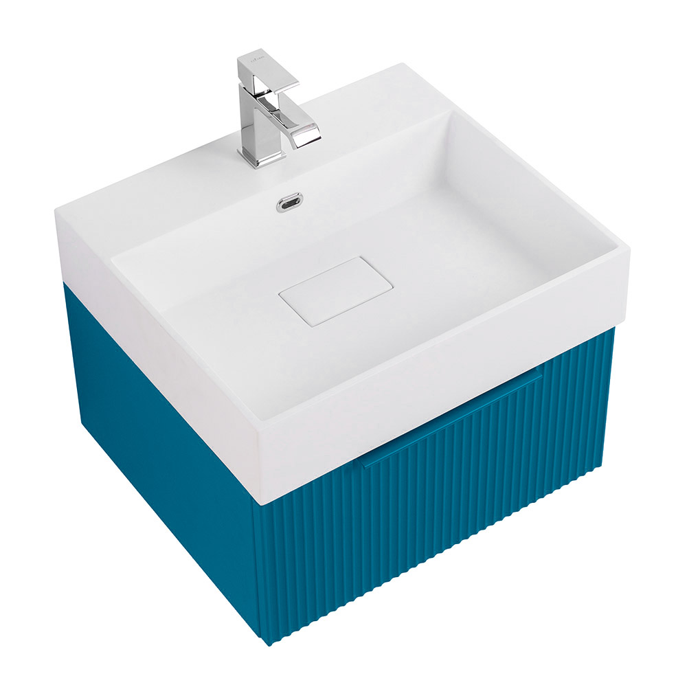 Приобрести cezares тумба подвесная с раковиной premium 50 см plisse blu petrolio, голубая 55413