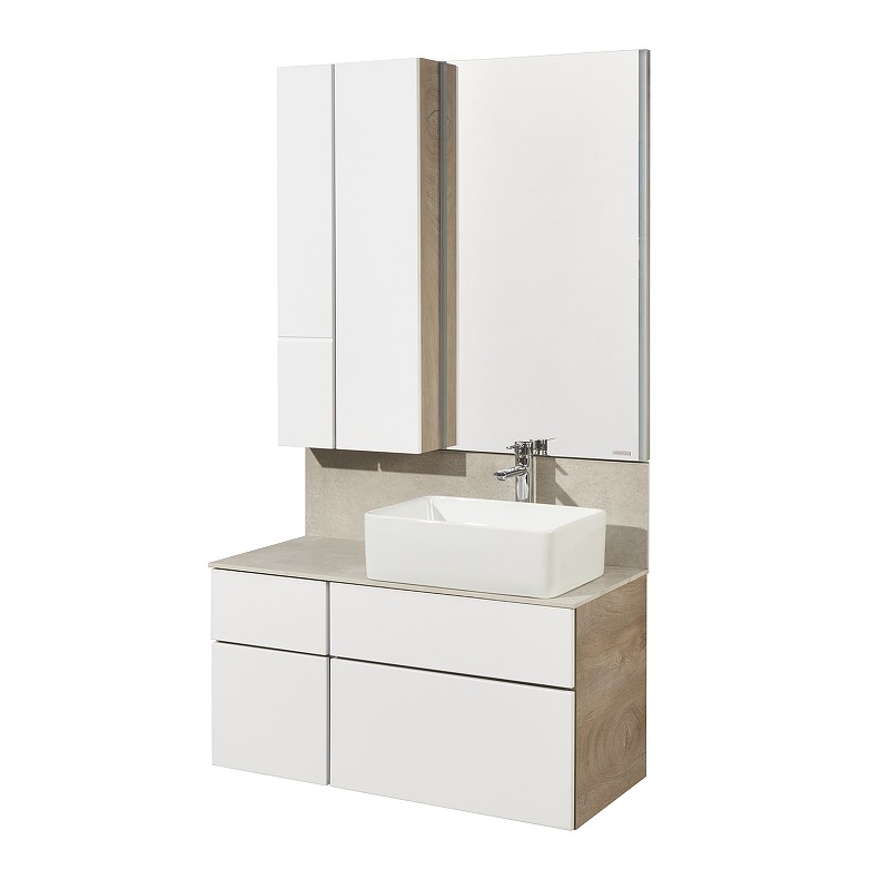 Приобрести акватон тумба со столешницей мишель 100 см, дуб эндгрейн, белый