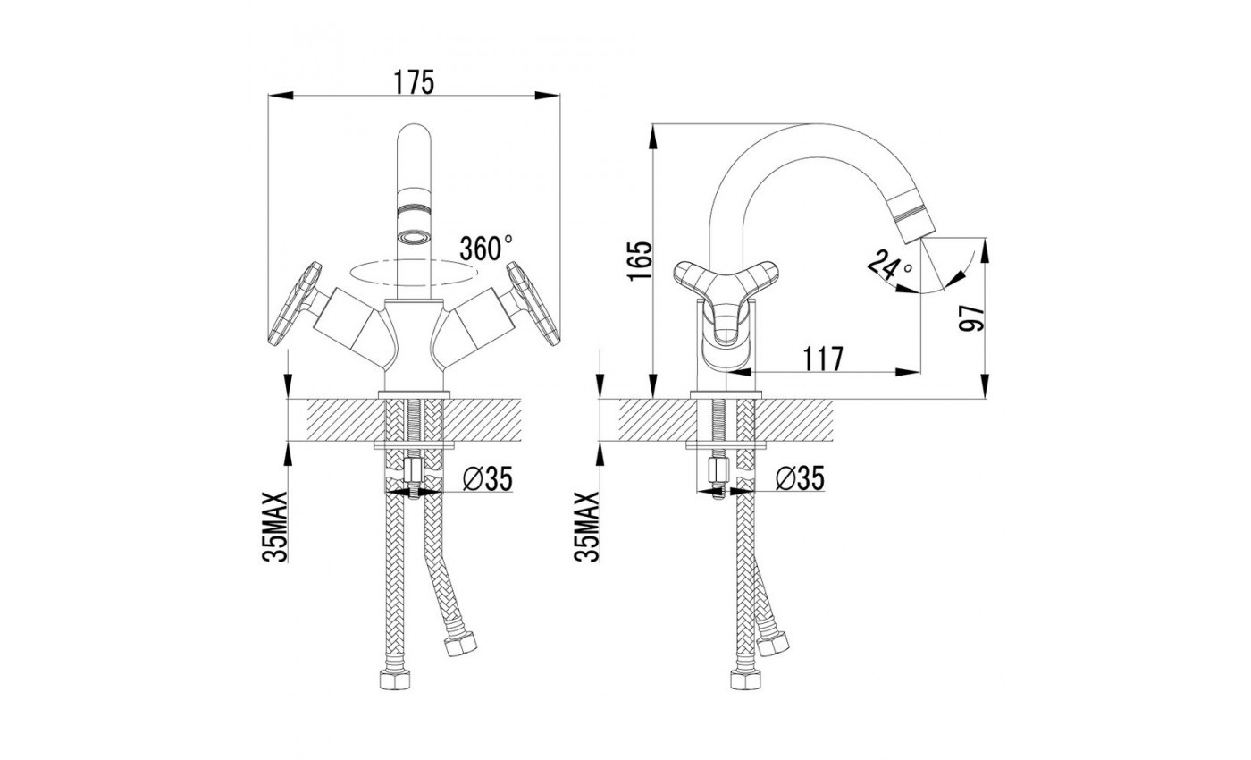 Приобрести lemark смеситель для раковины plus spirit, двухвентильный, хром lm1907c