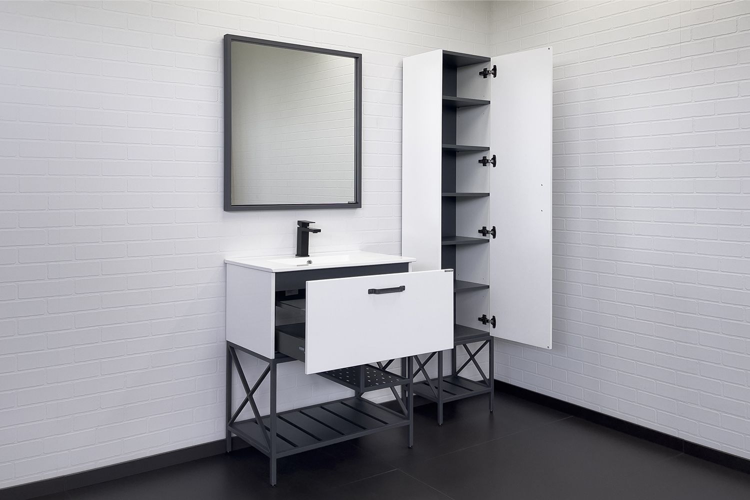 Приобрести сomforty тумба со столешницей и раковиной "бредфорд-75" белый/графит