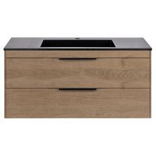 Vincea Тумба подвесная Chiara 100 см, дуб натуральный с черной раковиной VMC-2C2100NO;VCB-13100B