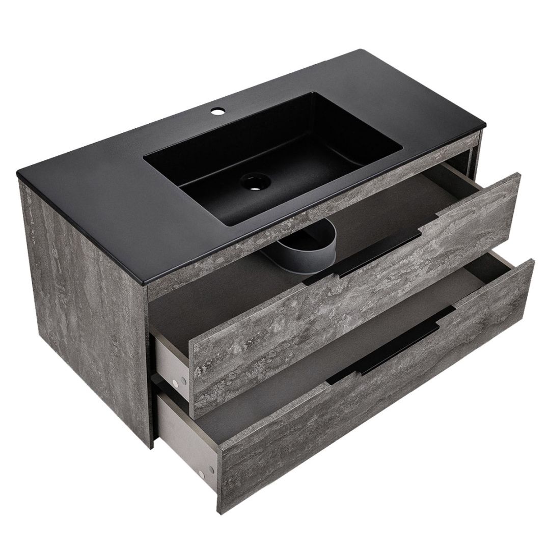 Приобрести vincea тумба подвесная chiara 100 см, серый камень с белой раковиной vmc-2c2100gs;vcb-13100w