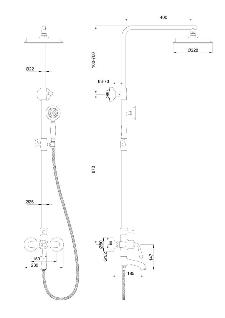 Приобрести душевая система wonzon & woghand steam, хром (ww-88739008-cr)