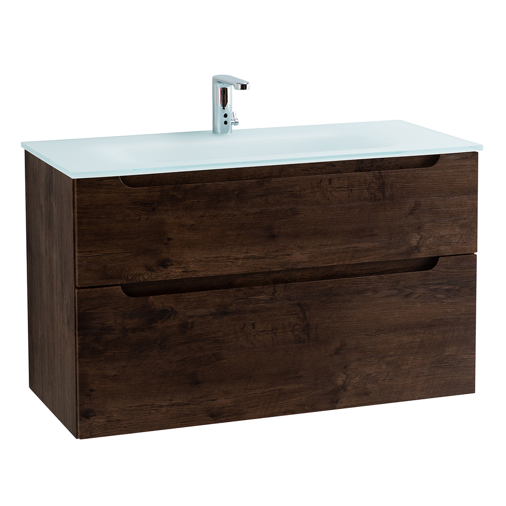 Приобрести belbagno тумба с раковиной etna-h60 100 см, подвесная rovere moro, стеклянная раковина