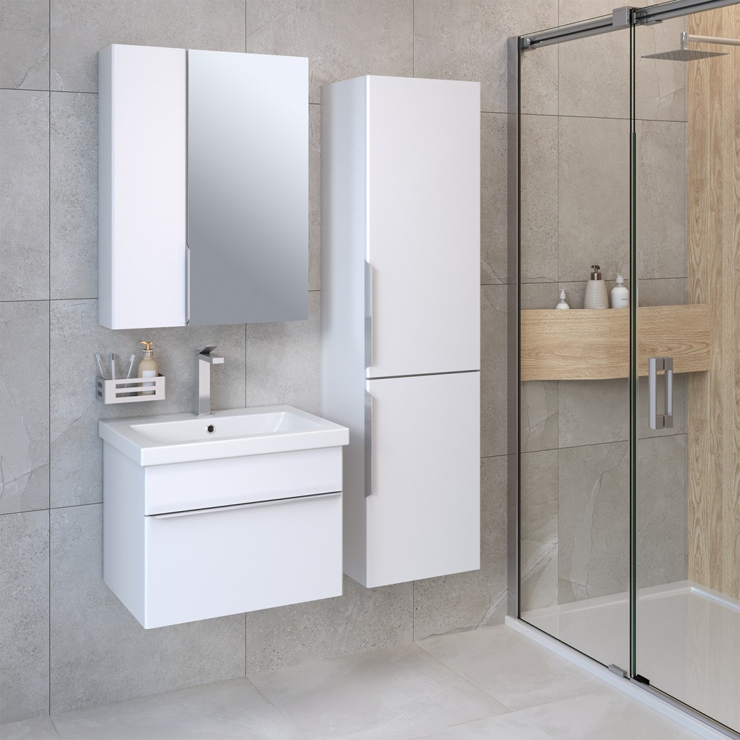 Приобрести aqua de marco тумба подвесная с раковиной axioma 60см, один ящик, белый 2060wgaxi/h; s-um-com60/1-w