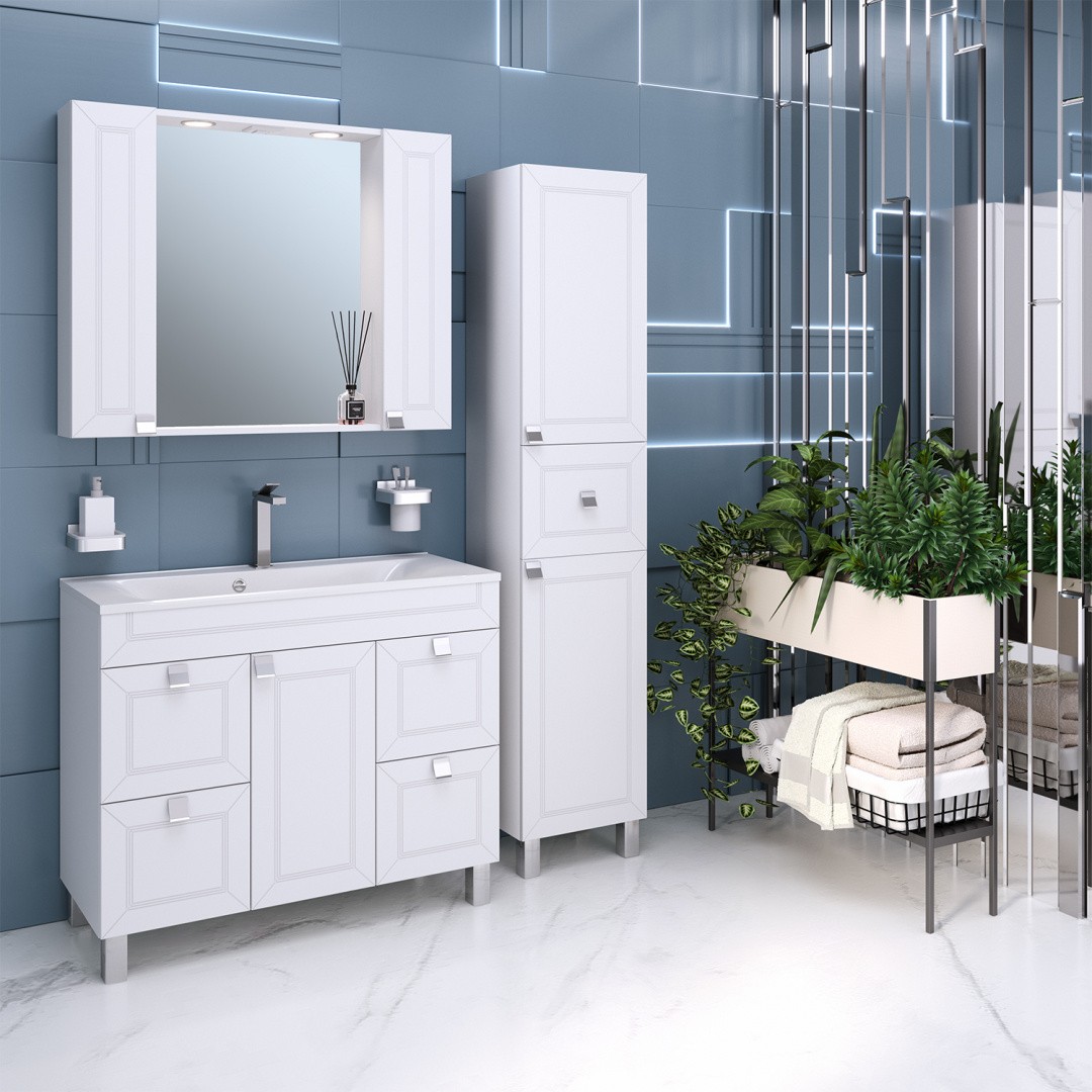 Приобрести aqua de marco тумба напольная с раковиной ostin 100см. 1 дверь 4 ящика