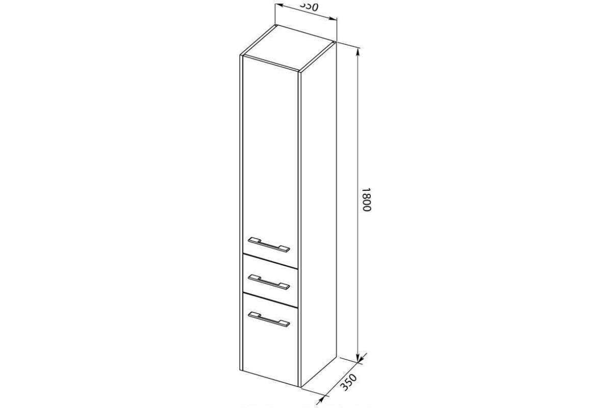 Приобрести aquanet пенал августа 35 см, l белый (ручки хром)