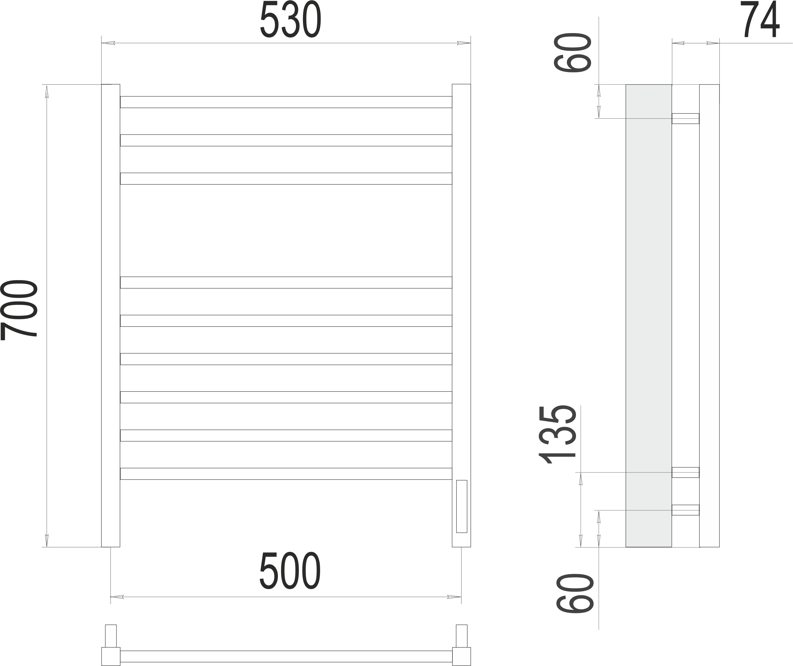 Приобрести полотенцесушитель 500х700 мм электрический terminus сицилия п9 4670078526311