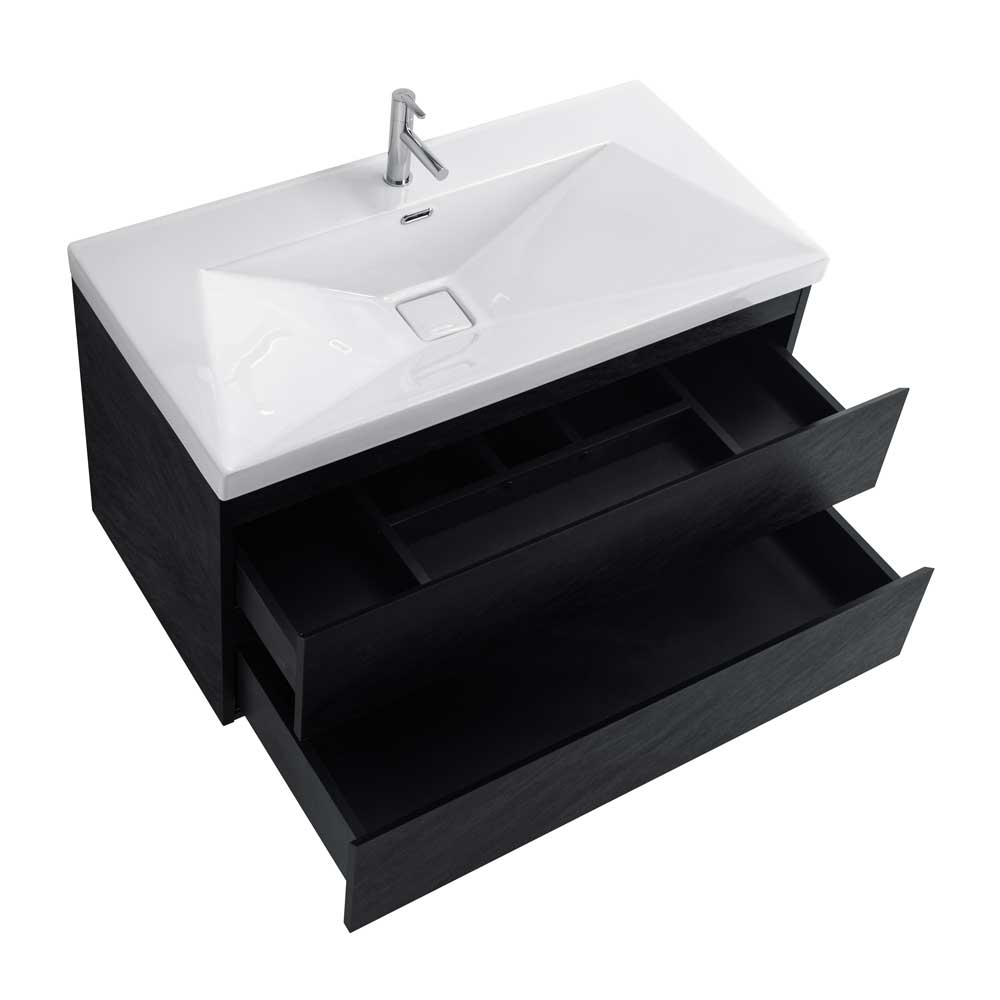 Приобрести cezares тумба подвесная с раковиной molveno 100 см nero, черная molveno-100-2c-so-nc