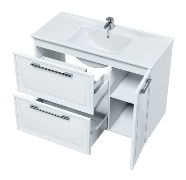 Приобрести mirsant тумба напольная адель 100 см с раковиной next-100, белая ут000062631