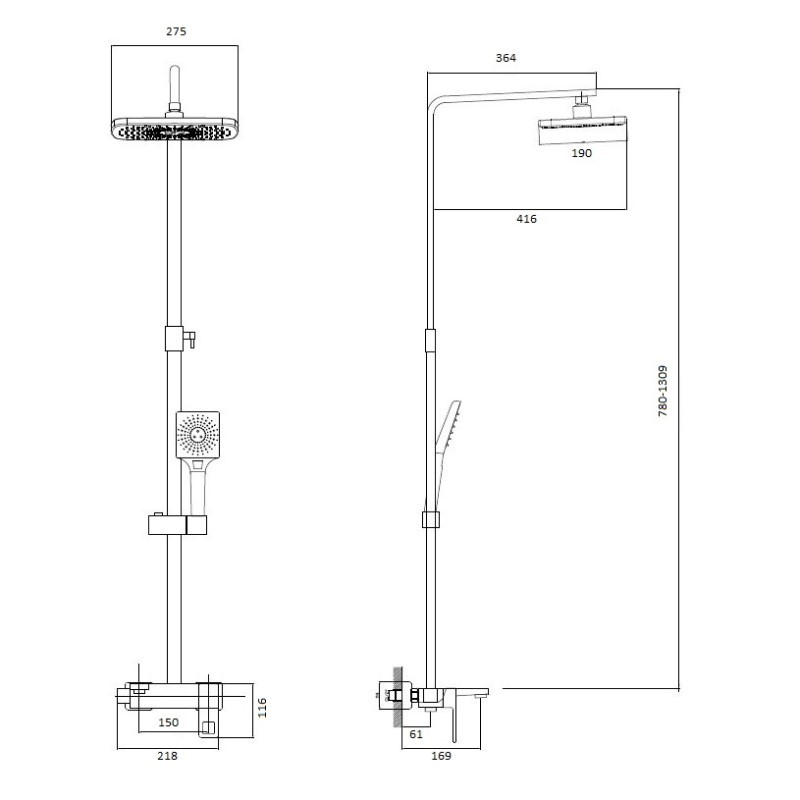 Приобрести haiba душевая система, прямоугольная d-275мм, черный hb24615-7