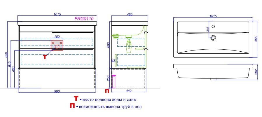 Приобрести тумба напольная с раковиной aqwella fargo 100 см, дуб балтийский frg0110db/frgn440