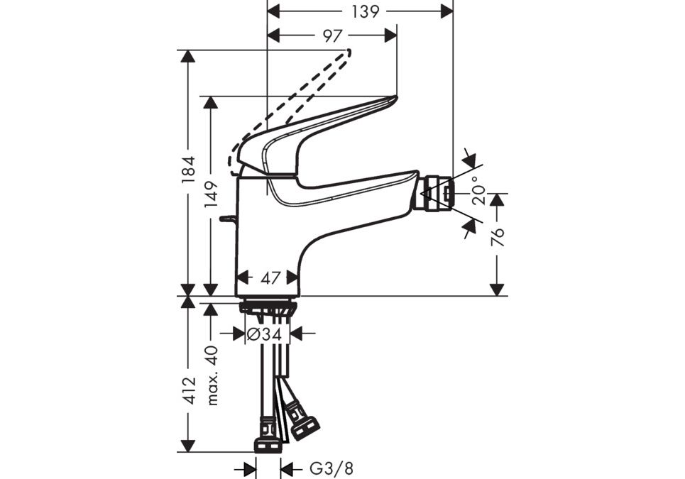 Приобрести 71142000 novus смеситель для биде 70, со сливным гарнитуром, хром