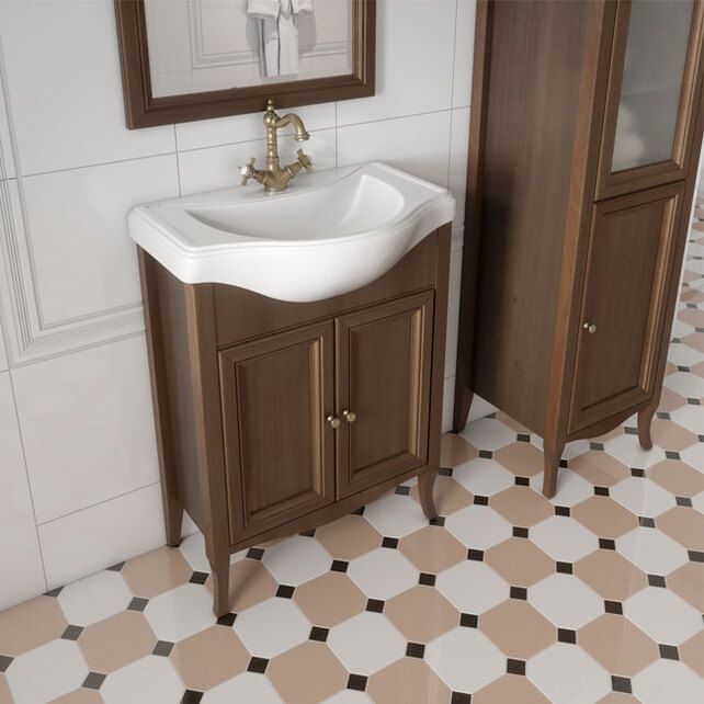 Приобрести caprigo тумба с раковиной lion 65 см, темное дерево, экошпон