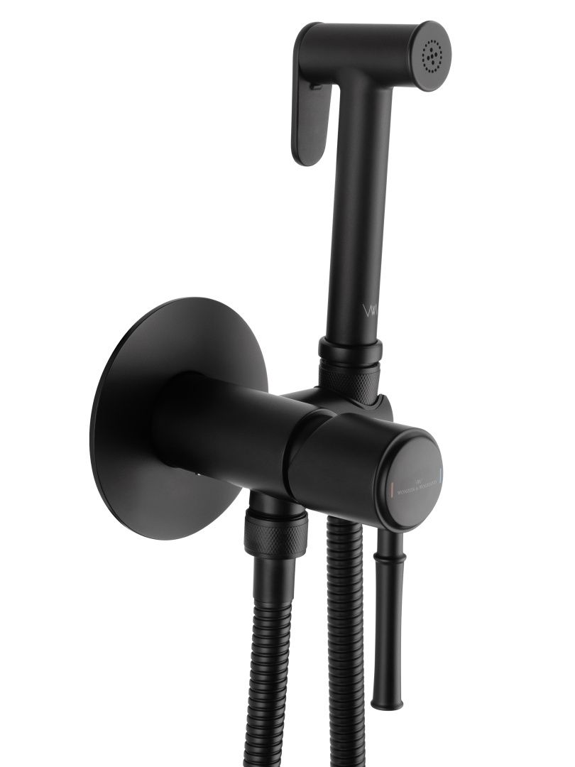 Приобрести смеситель с гигиеническим душем встраиваемый wonzon & woghand tor, черный матовый (ww-88829073-mb)