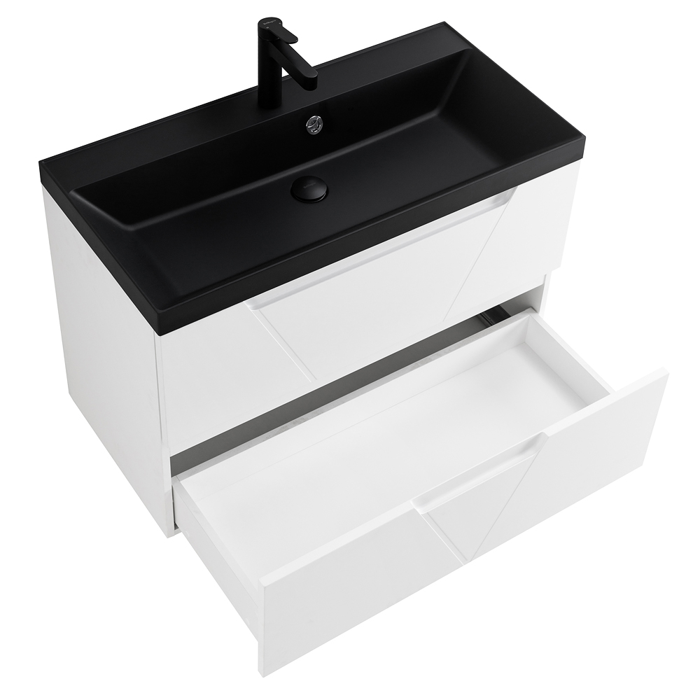 Приобрести belbagno тумба с раковиной vittoria 100 см, подвесная bianco lucido-p, чёрная раковина