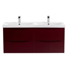 BelBagno Тумба с раковиной MARINO-CER 120 см, подвесная с ящиками Bordo Lucido, белая раковина