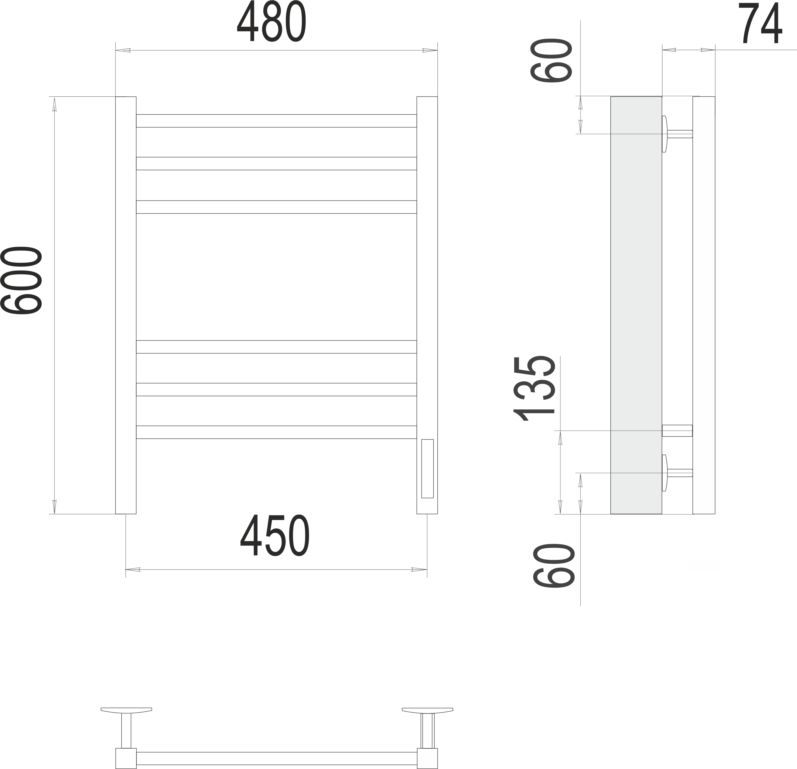 Приобрести полотенцесушитель 450х600 мм электрический terminus ватикан п6, кс 9005, черный матовый 4670078527516
