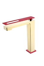 Boheme Смеситель для раковины Q, высокий, золото\красный 142-GR