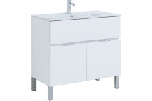Aquanet Тумба с раковиной Алвита New 90 см, 1 ящик, 2 дверцы, белая матовая