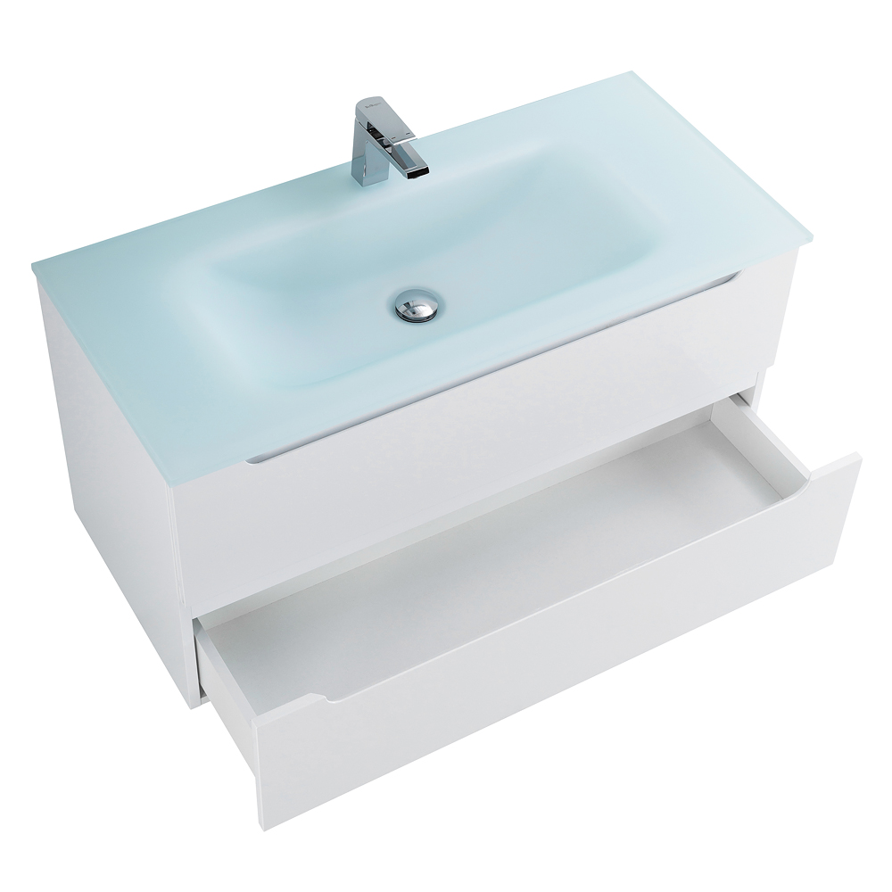 Приобрести belbagno тумба с раковиной etna 100 см, подвесная bianco opaco, стеклянная раковина