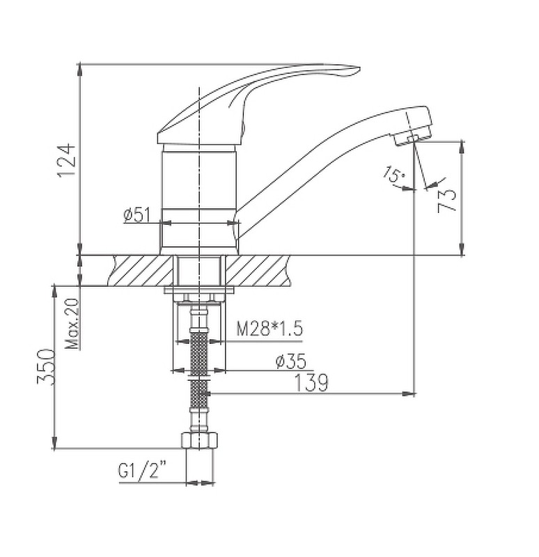 Приобрести haiba смеситель для кухни 124 мм, хром hb-4521-2
