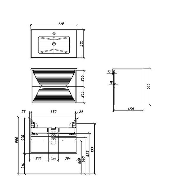 Приобрести caprigo тумба с раковиной modo-smalty terza 80 см, серая , эмаль 35613eml 3