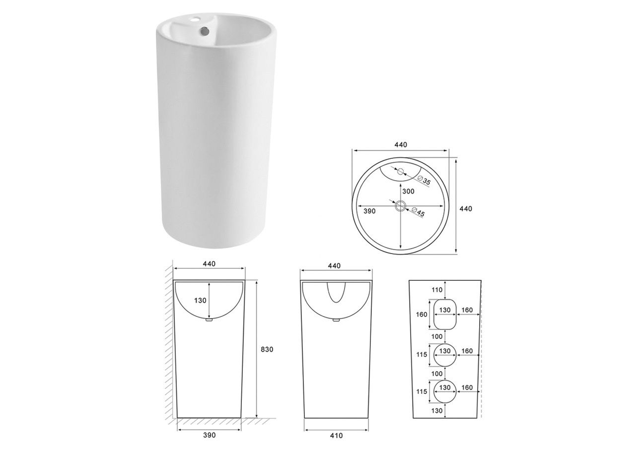 Приобрести раковина напольная ceramalux 45 см nb 135