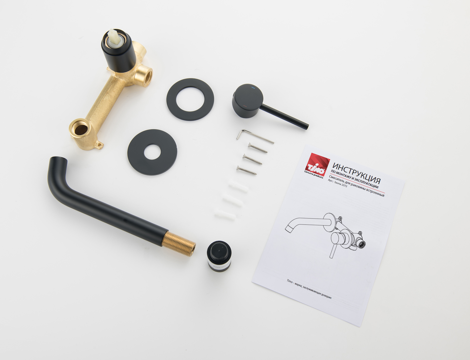 Приобрести смеситель для раковины встроенный timo saona 2372/03sm черный