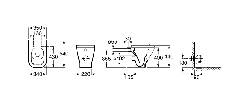 Приобрести приставной унитаз roca gap с сиденьем микролифт 7.8931.0.900.0
