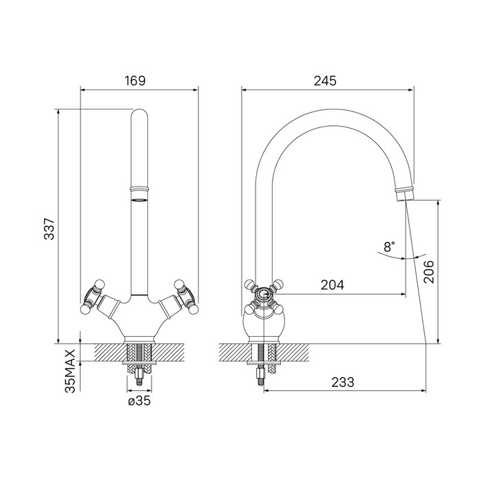 Приобрести iddis смеситель для кухни sam 337 мм, бронза sambrj0i05