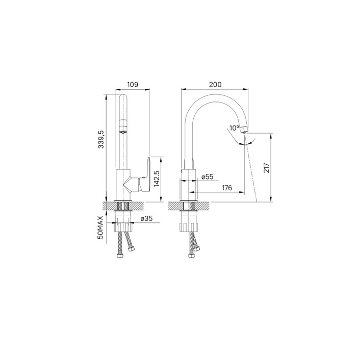 Приобрести iddis смеситель для кухни cuba 339,5мм, хром cubsbfji05