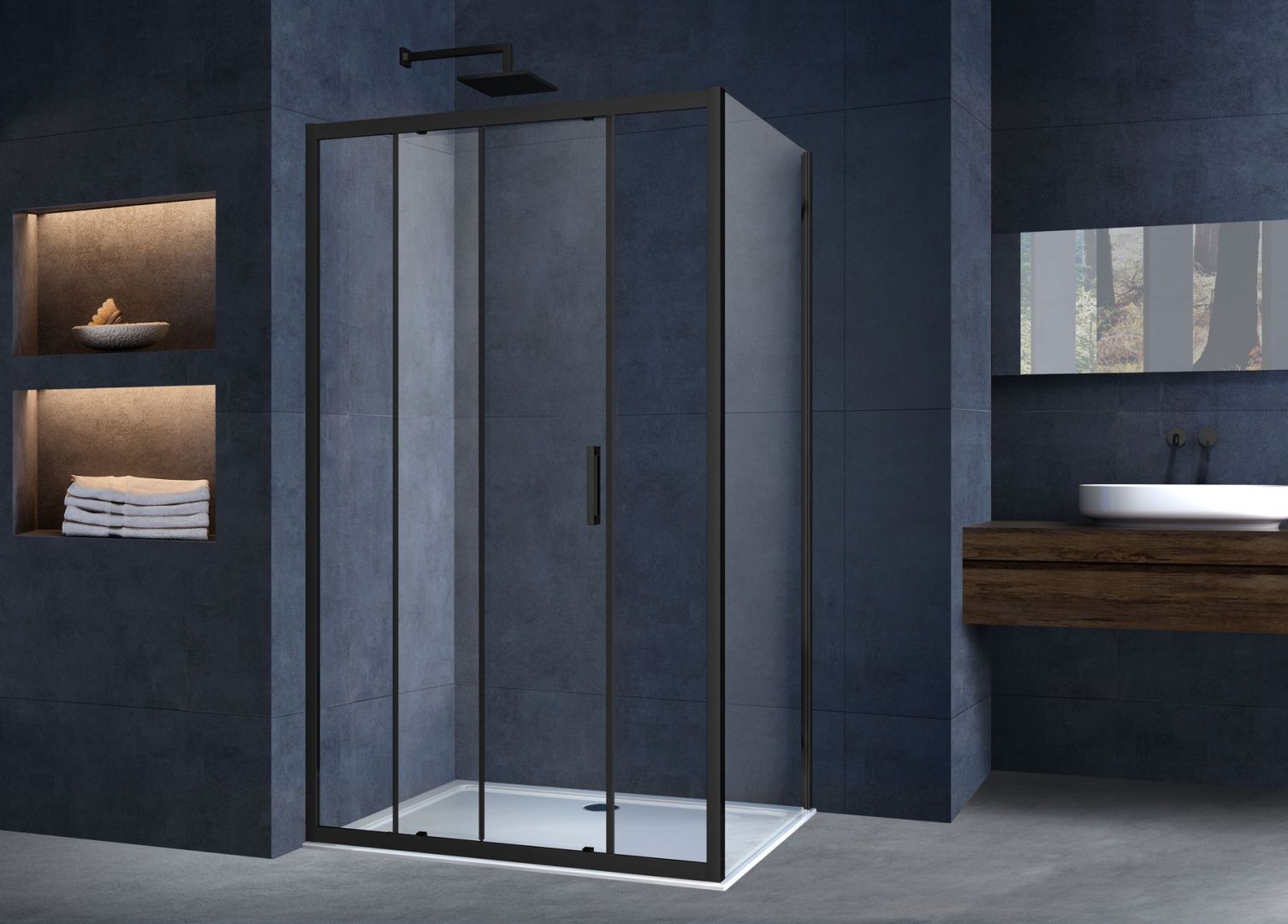 Приобрести vincea душевое ограждение alpha 90х120 см, прозрачное, черное vsr-3al9012clb