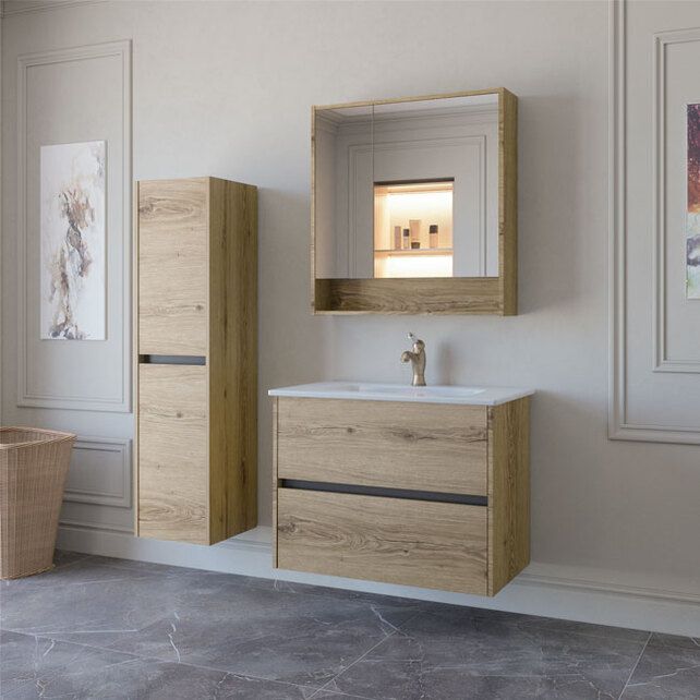 Приобрести caprigo тумба с раковиной seattle 85 см, дуб эльвезия, экошпон