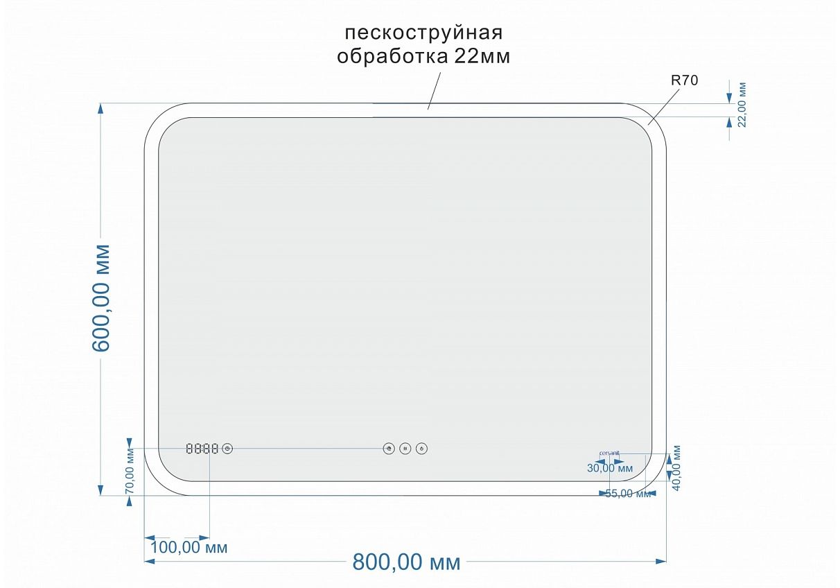 Приобрести зеркало cersanit design pro 070 led 80 см, lu-led070*80-p-os