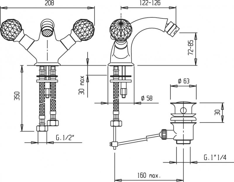Приобрести cezares смеситель для биде lord, c донным клапаном, золото lord-bs1-03/24