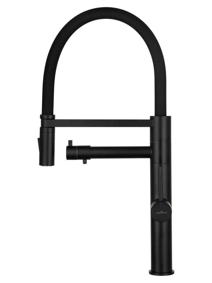 Приобрести смеситель для кухни с гибким изливом и подключением фильтра wonzon & woghand, черный матовый (ww-88458007-mb)