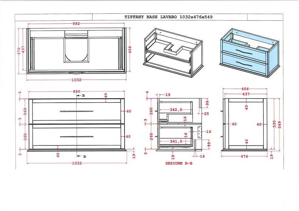 Приобрести cezares тумба подвесная с раковиной tiffany 100 см nero grafite, темный графит 54952