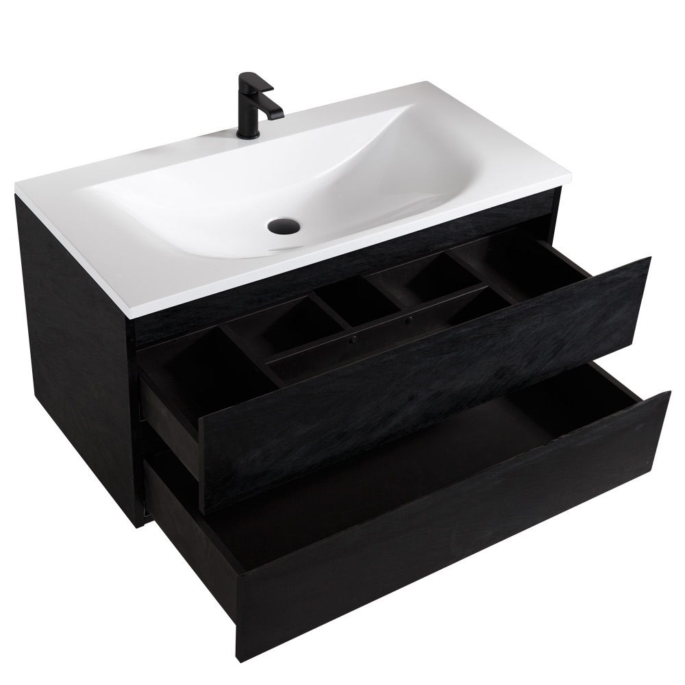 Приобрести cezares тумба подвесная с раковиной molveno 100 см nero, черная molveno-100-2c-so-nc