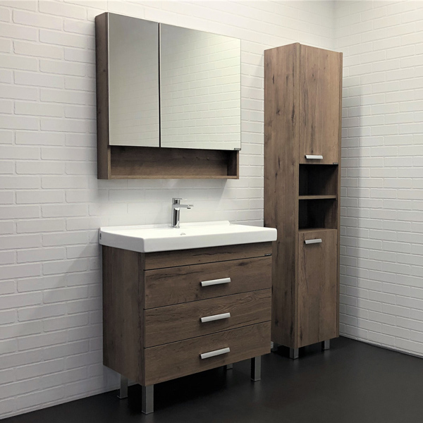 Приобрести сomforty зеркало-шкаф никосия-80 дуб темный