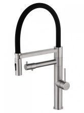 Смеситель для кухни с гибким изливом и подключением фильтра WONZON & WOGHAND, Брашированный никель (WW-88458007-BN)