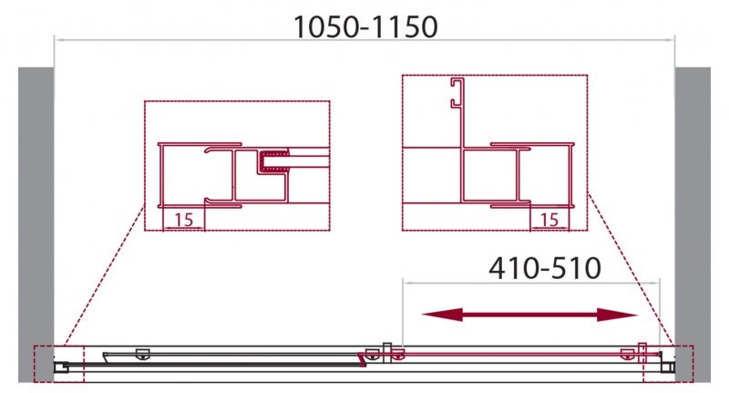 Приобрести дверь душевая belbagno unique 105-115 cм. хром/рифленое