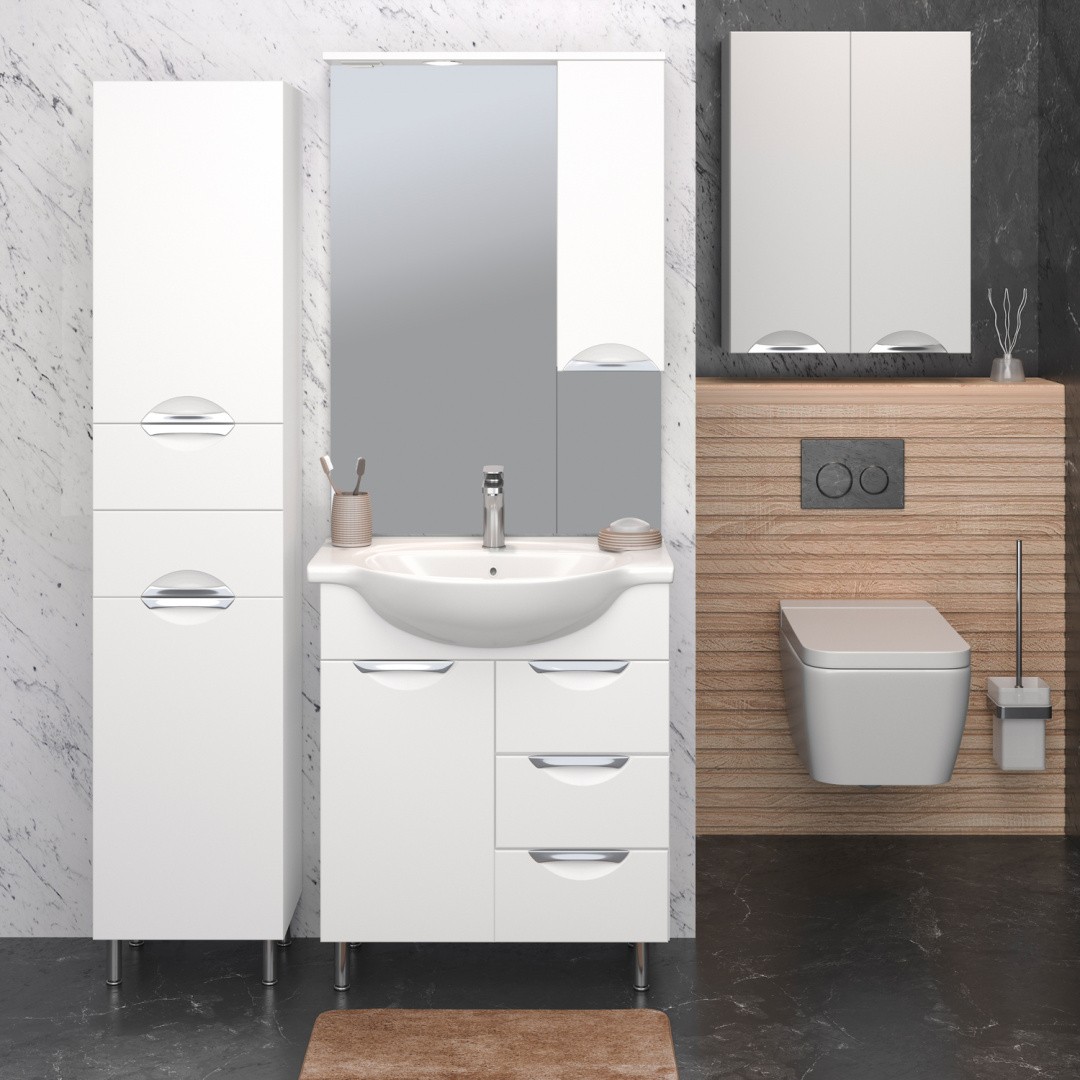 Приобрести aqua de marco зеркало-шкаф eleganse 70 см, правое, белый\хром 1070cele/r