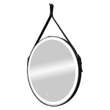 Mirsant Зеркало Rodeo Black 65х65 см,на кожанном ремне с подсветкой УТ000070023