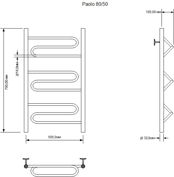 Приобрести aquanet полотенцесушитель водяной romeo 100x50 см, хром