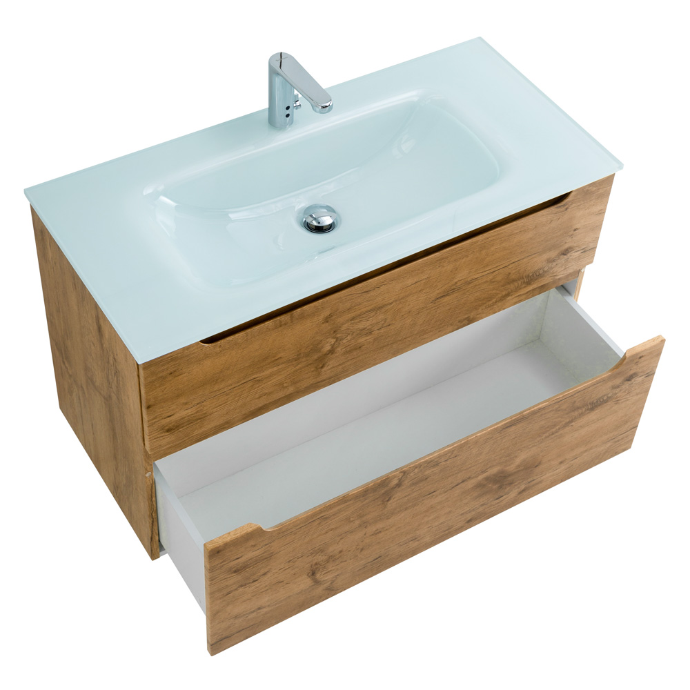 Приобрести belbagno тумба с раковиной etna-h60 100 см, подвесная rovere nature, стеклянная раковина