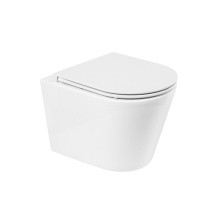 BelBagno Унитаз безободковый подвесной FLAY-R с сиденьем дюропласт, микролифт, белый BB053CHR/BB870SC